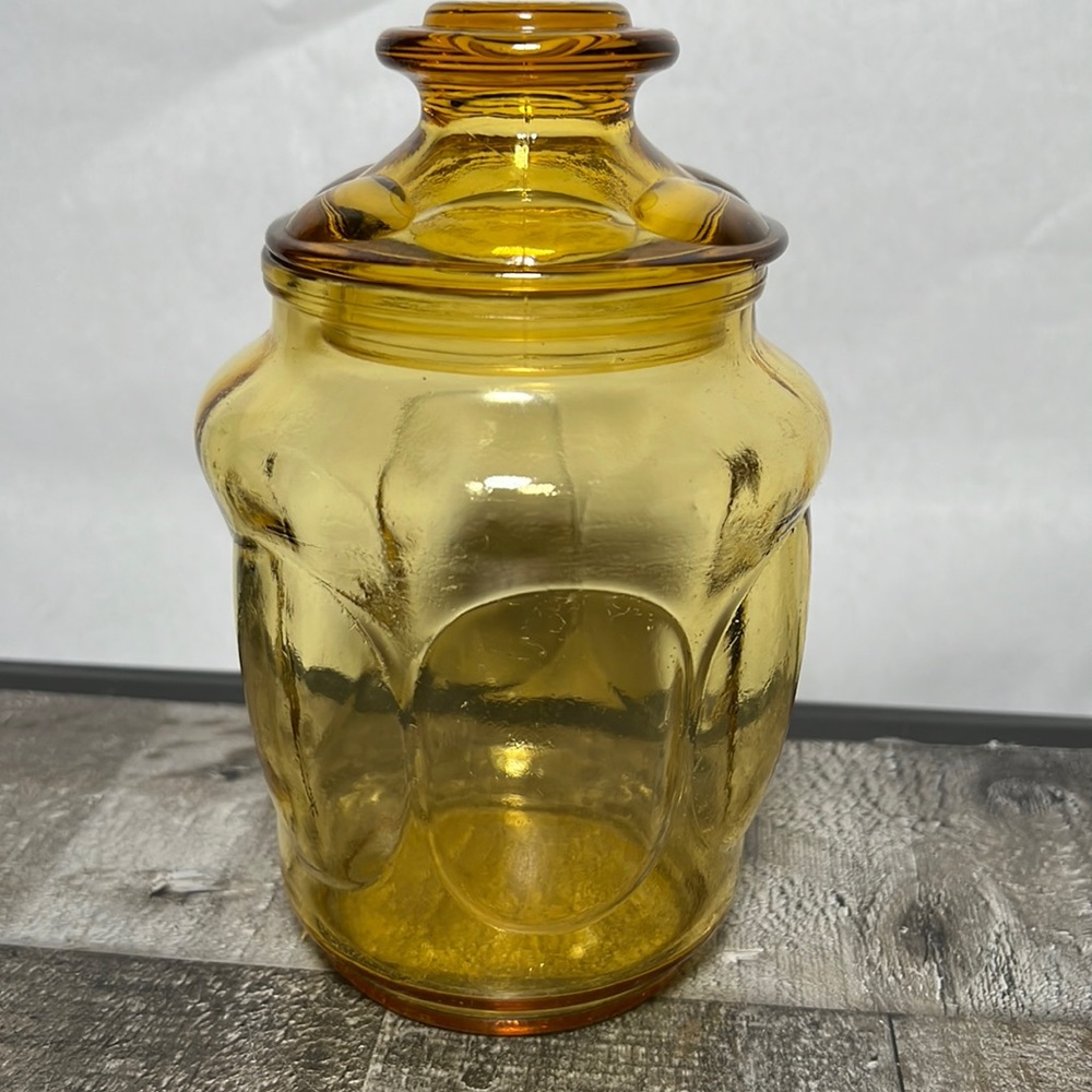 Vintage Amber Glass Jar with Lid